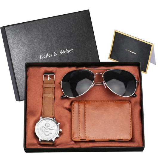 Luxury Gift Sets for Men Watch Wallet and Glasses