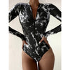 Image of One-Piece Long Sleeve Bathing Suit