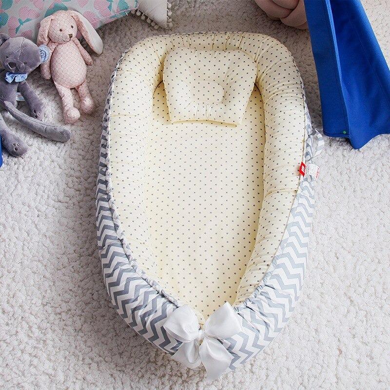Baby Nest Bumper Sleepy Head Pillow Portable Baby Crib